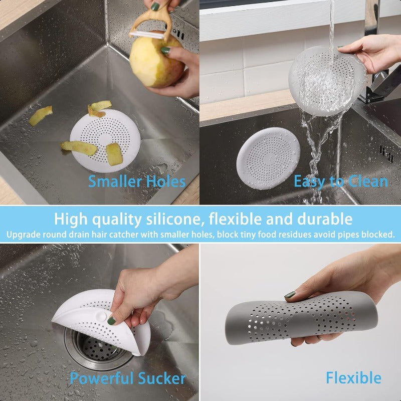 2 Pack Shower Drain Hair Catcher Silicone Drain Cover with Suction Cup Shower Drain Protector Drain Strainer Hair Stopper for Kitchen Bathroom Bathtub Sink New Black 2Pack