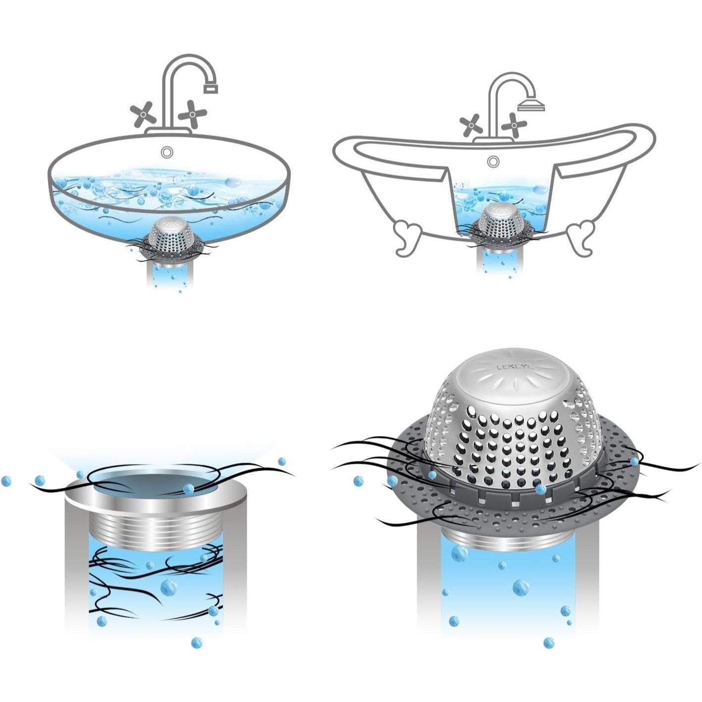 Universal Silicone Drain Hair Catcher - Flexible Bathroom Sink Cover for Pop-Up & Standard Drains, Leak-Proof Design