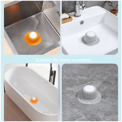 Universal Silicone Drain Hair Catcher - Flexible Bathroom Sink Cover for Pop-Up & Standard Drains, Leak-Proof Design