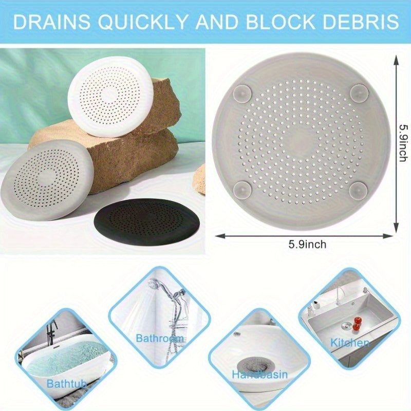 2 Pack Shower Drain Hair Catcher Silicone Drain Cover with Suction Cup Shower Drain Protector Drain Strainer Hair Stopper for Kitchen Bathroom Bathtub Sink New Black 2Pack