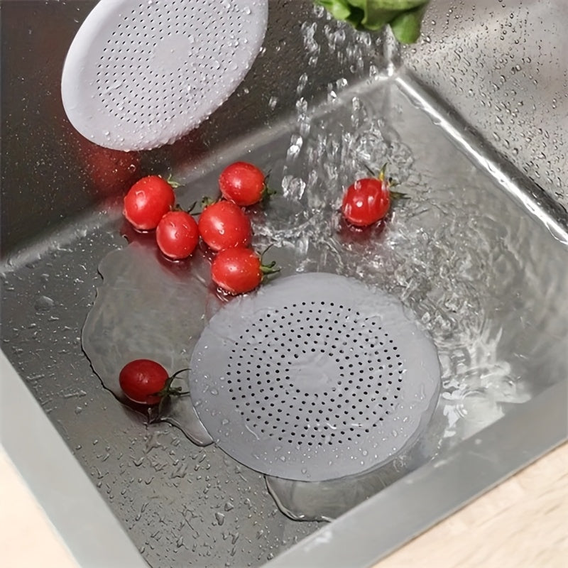 1pc Silicone Hair Catcher Shower Drain Cover - Effective Clog Prevention, Easy to Clean, Long-Lasting Deodorizing Filter for Kitchen and Bathroom Sinks, Bathtubs, Bathroom Essentials | Round Drain Cover | Silicone Construction